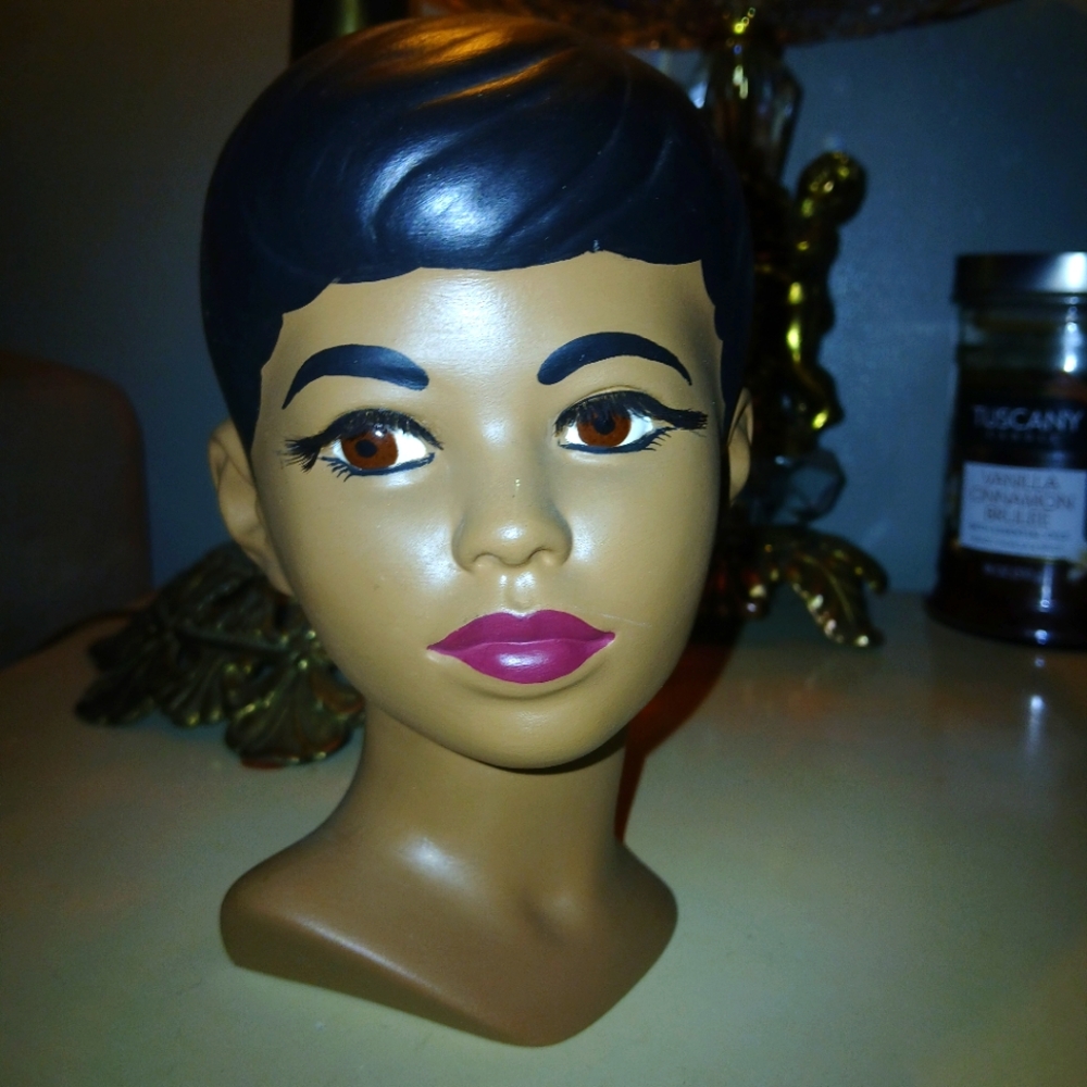 Vintage Holland Mold Ceramic Mannequin Head. Very Beautiful. Long Eye Lashes.